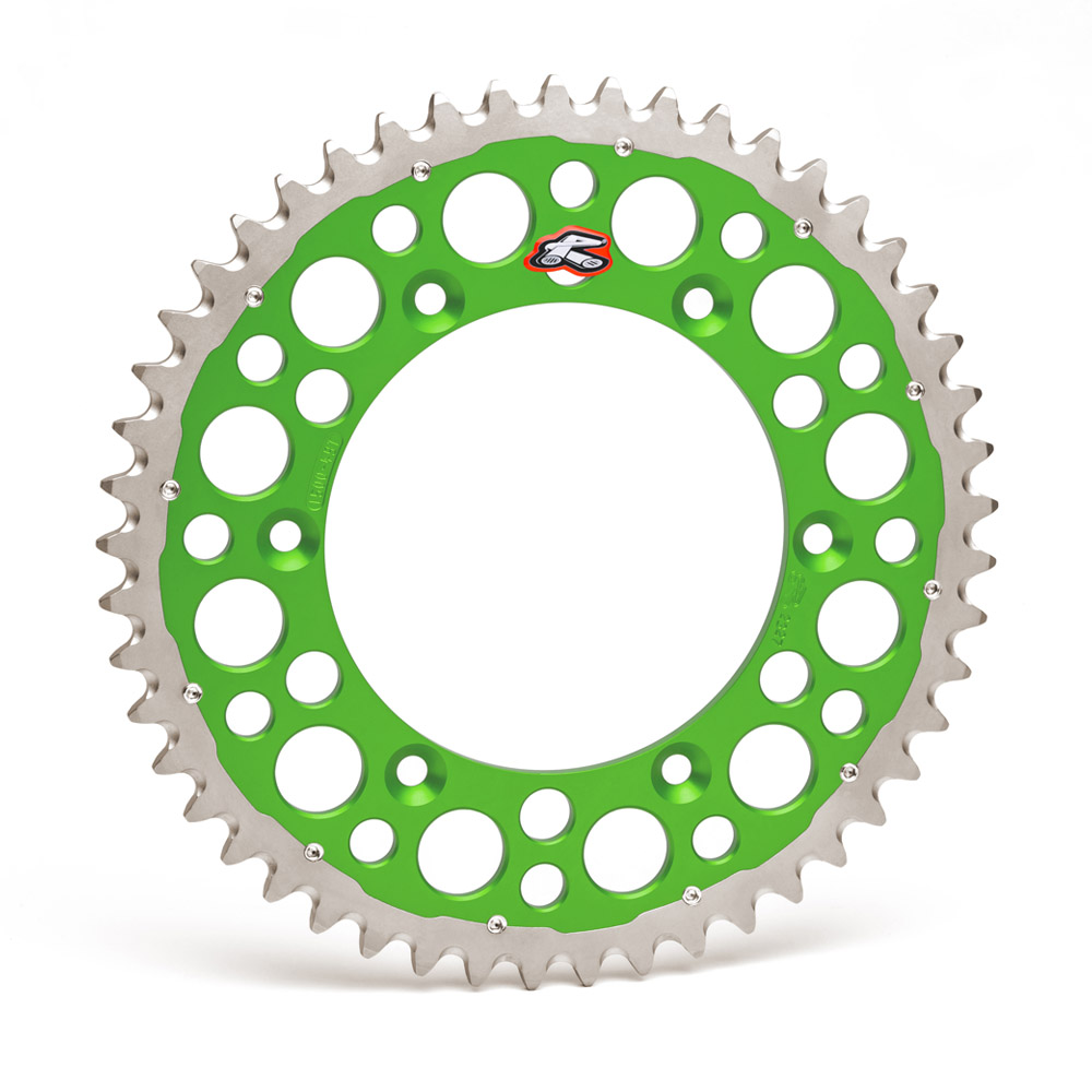 SPROCKET REAR TWIN RING KAWASAKI KX125/250 80-08, KX250F/450F 04-24 49T GREEN (R)